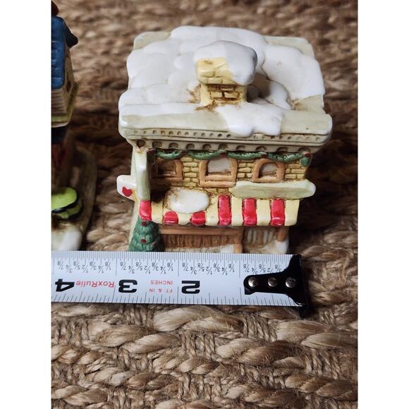 2 Vintage Mini Christmas Village Tea Lights 1990s Holiday Decor Porcelain - Picture 7 of 10